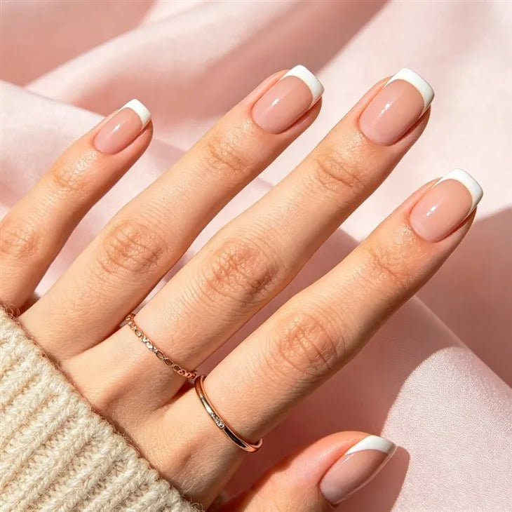 Le French glossy French tip square press-on nails